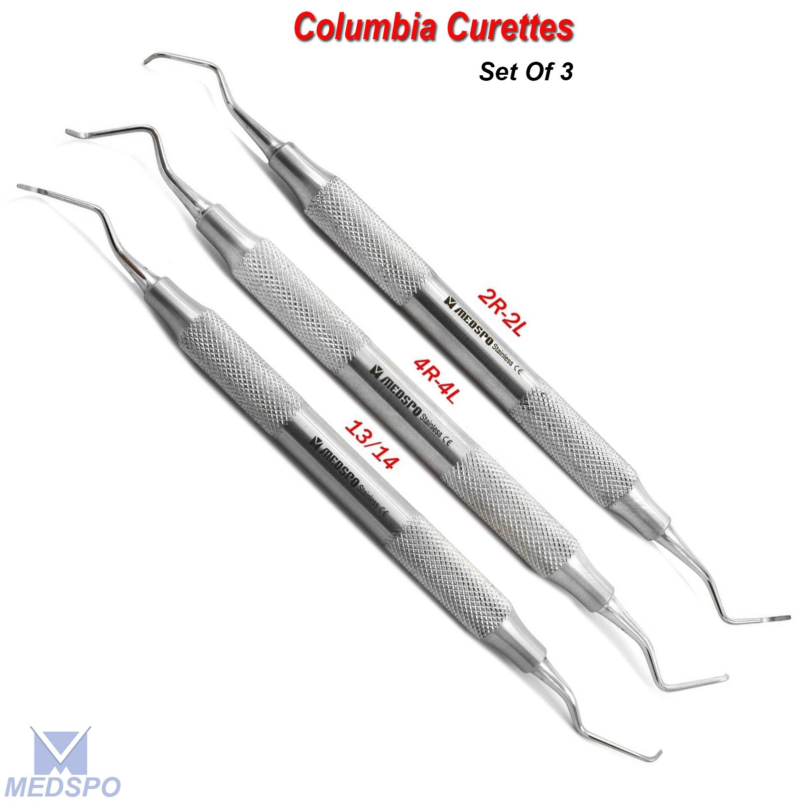 Hygienist Columbia Curette Periodontal Universal Curettes Dental Scaler Set Of 3
