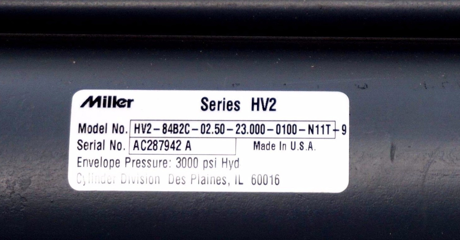 NEW MILLER HV2-84B2C-02.50-23.000-0100-N11T-9 CYLINDER HV284B2C0250230000100N11T