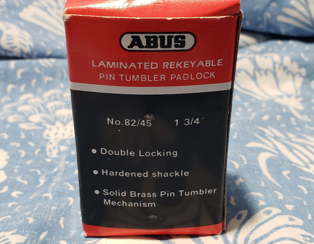 Vintage NOS ABUS 82/45 Kwikset Keyway 6 Pin Rekeyable Heavy Padlock Locksport