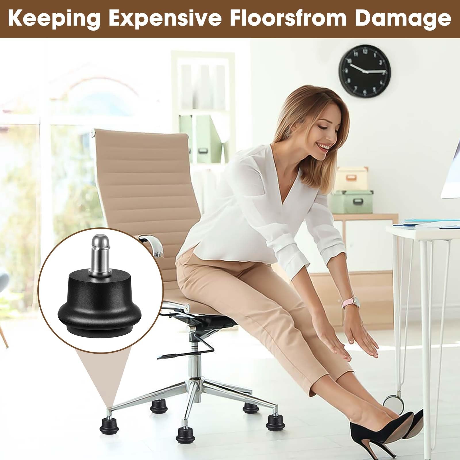 Bell Glides for Office Chair Legs Replace Wheels with Fixed Stationary Castor…