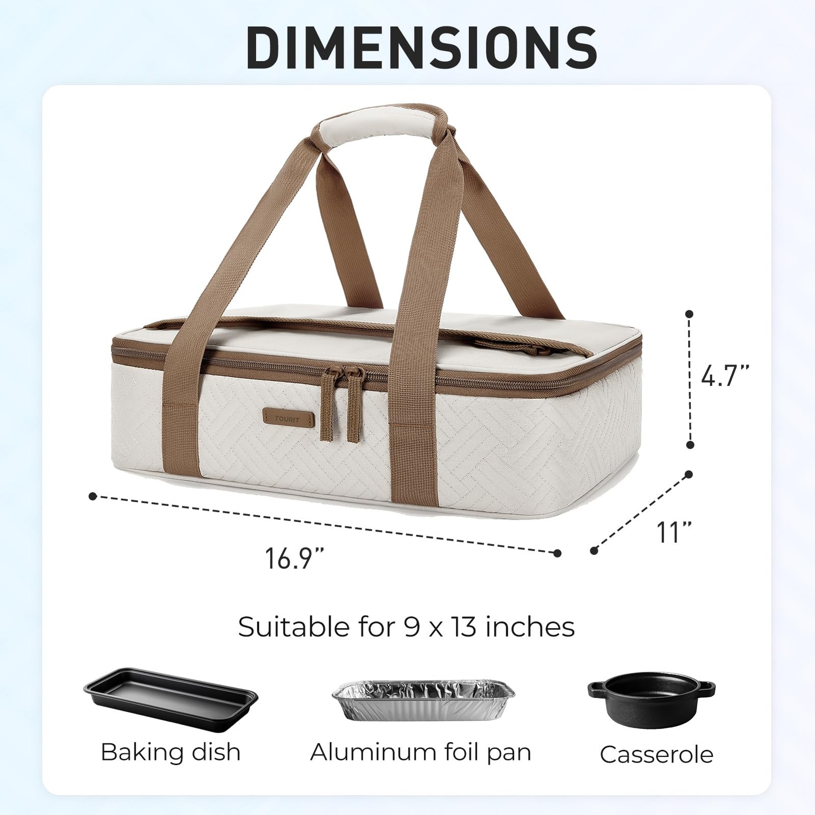 TOURIT Food Warmer Heated Standard Heater 16.93 x 11.02 x 4.72inch, Beige