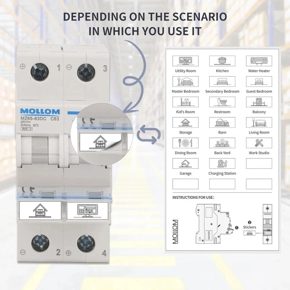 Solar Panel Disconnect Switch 1000V 30A IP65 DC Breaker Box 2P PV Circuit