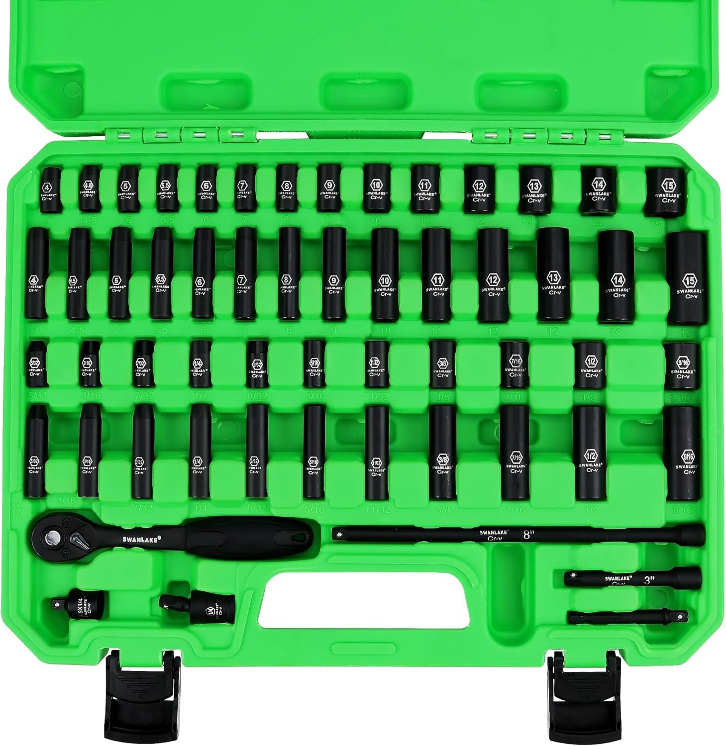 SWANLAKE 1/4″ Drive Impact Socket Set, 56-Piece 1/4 Set