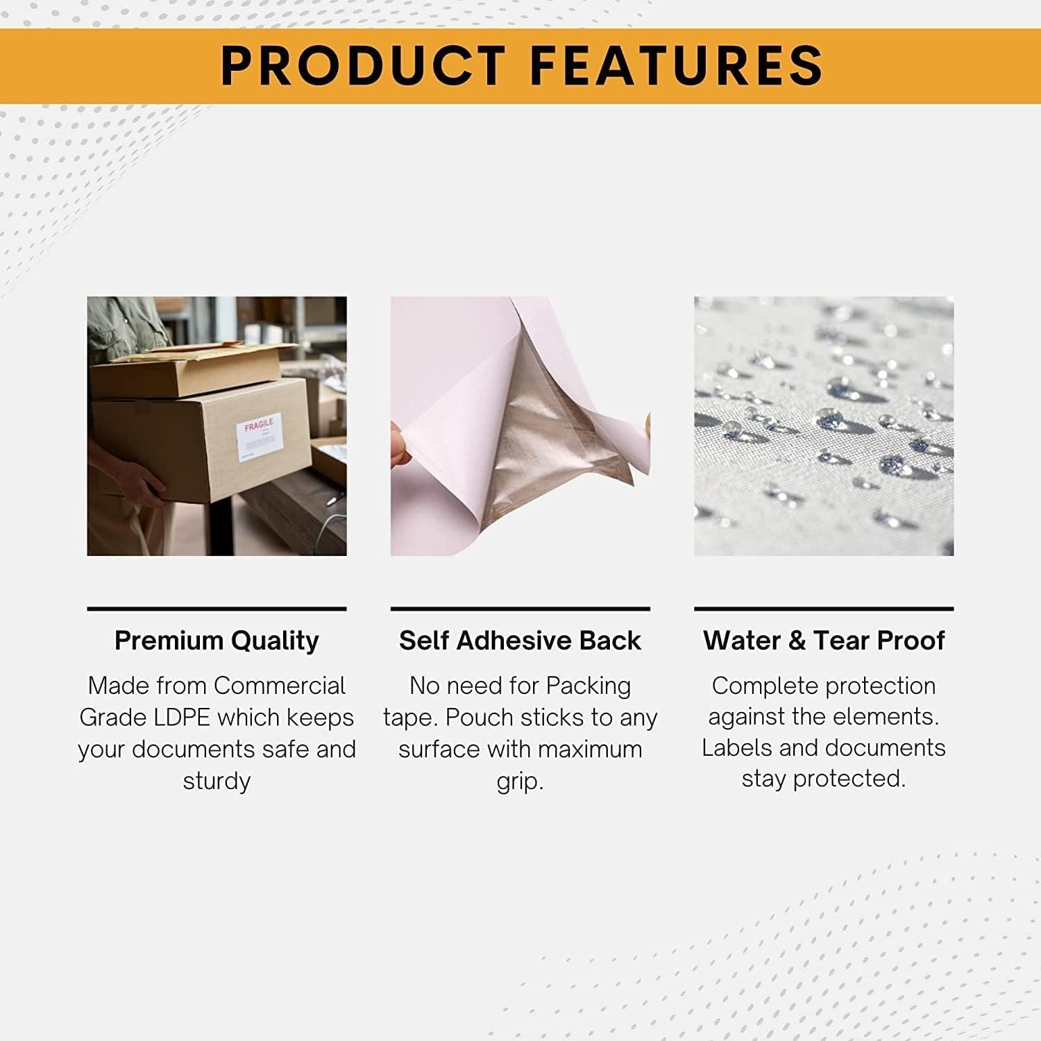 Buck Tape As Tough As A Buck 300 Pack 6X9 Label Self-Adhesive Slip Pouches