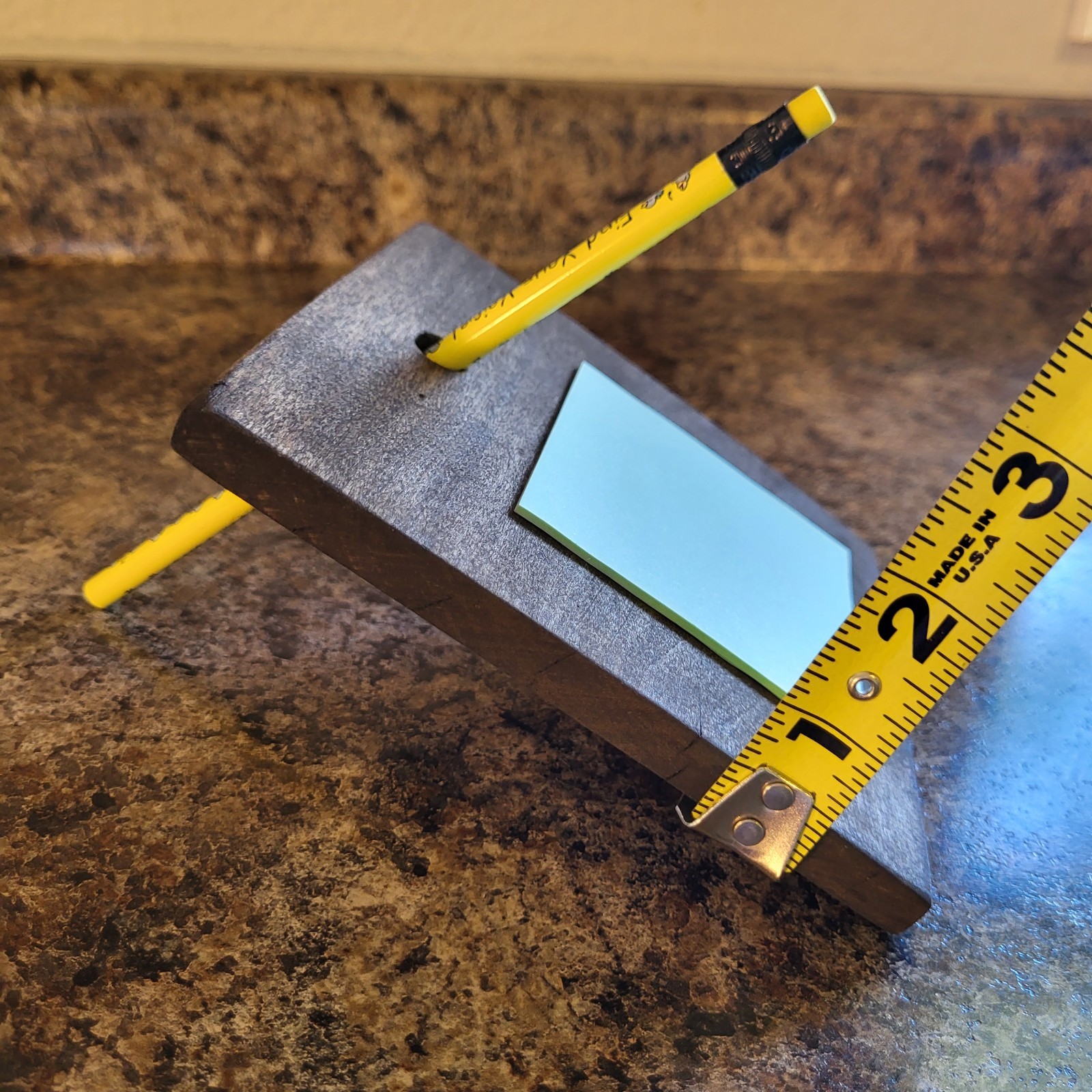 Handmade Reclaimed Wooden Sticky Note Holder –Espresso Finish – Rustic Reminder