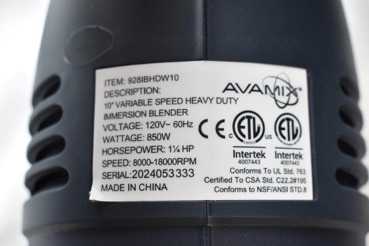 New in Box AvaMix IBHDW10 10″ Heavy-Duty Variable Speed Immersion Blender 120 V