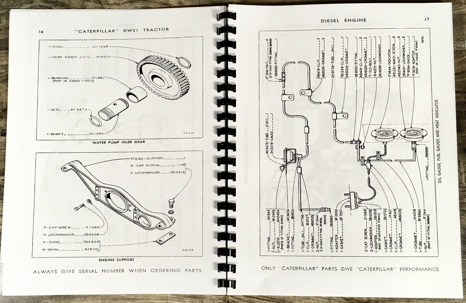 Parts Manual For Caterpillar DW21 Scraper Catalog Book 8W1061-8W1720 Inclusive