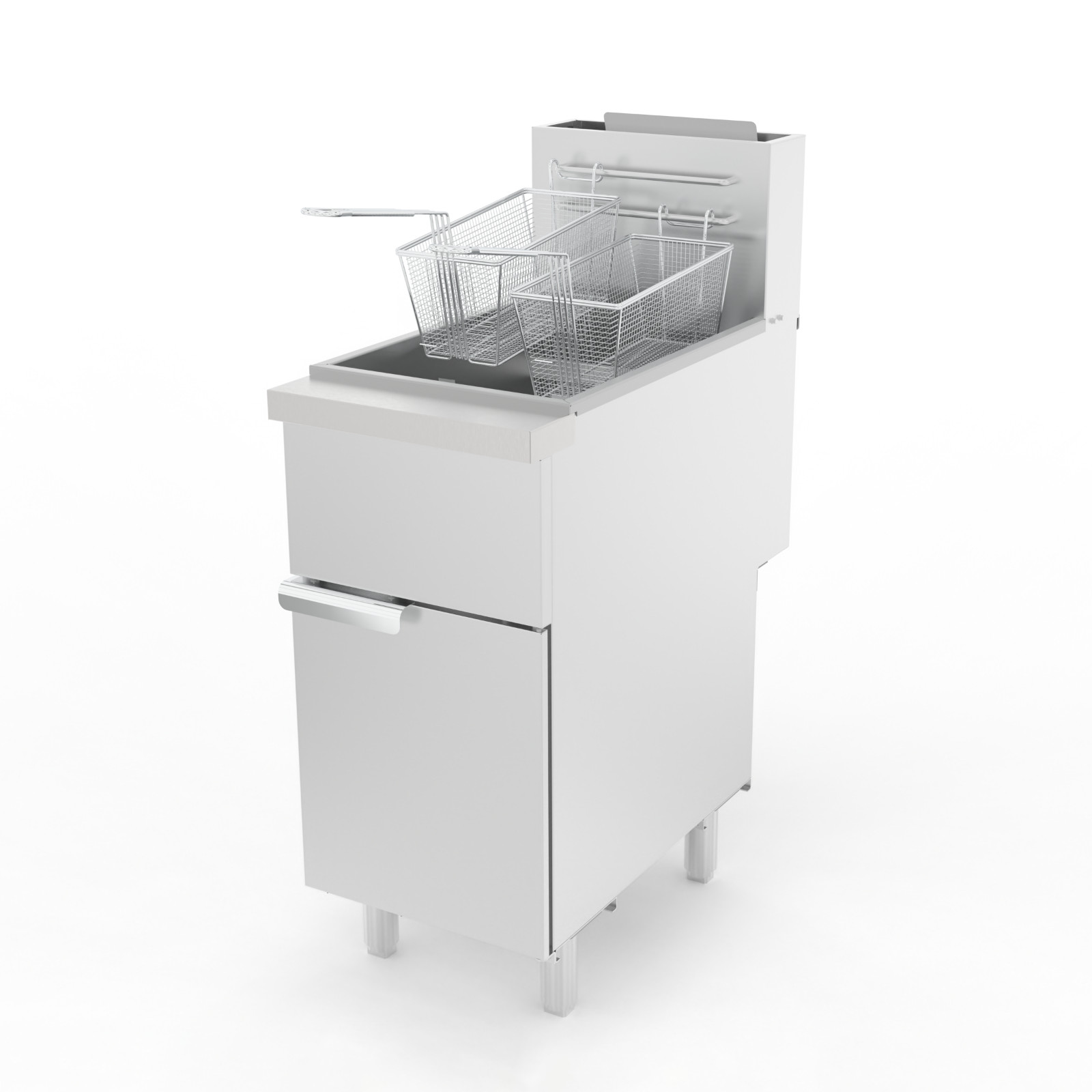 Commercial Floor Standing Propane Gas Deep Fryer 3-Burner 90000BTU 40lb Capacity
