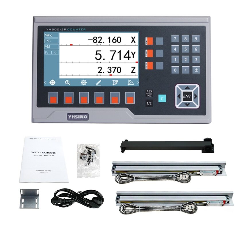 BIG Metal LCD Digital Readout YH800-2P With 2 PCS Linear Scales Linear Encoder