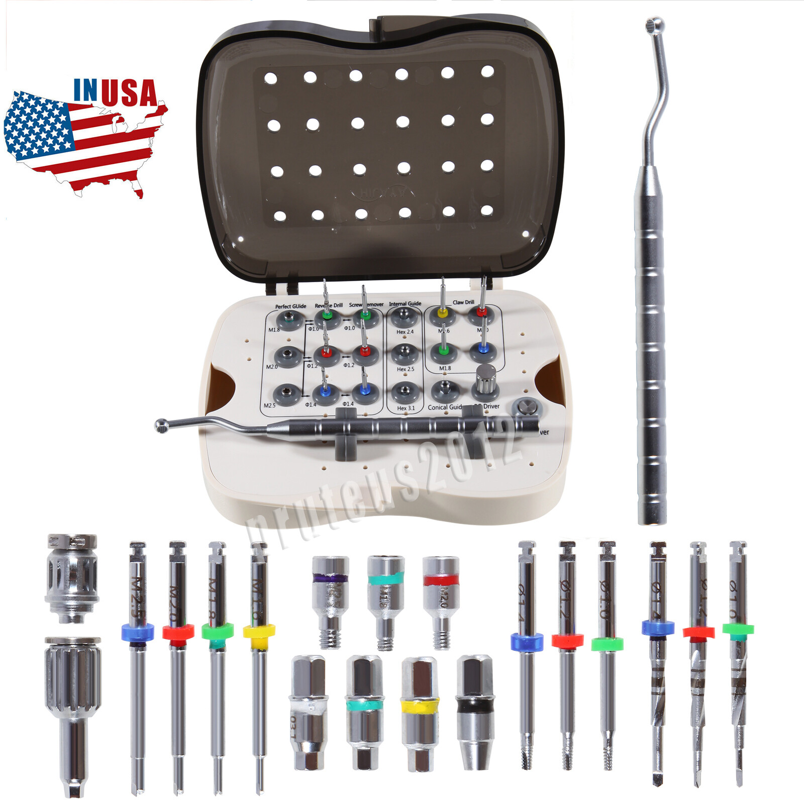 Dental Implant Broken Fractured Screw Removal Kit Drill Guide Remover USA