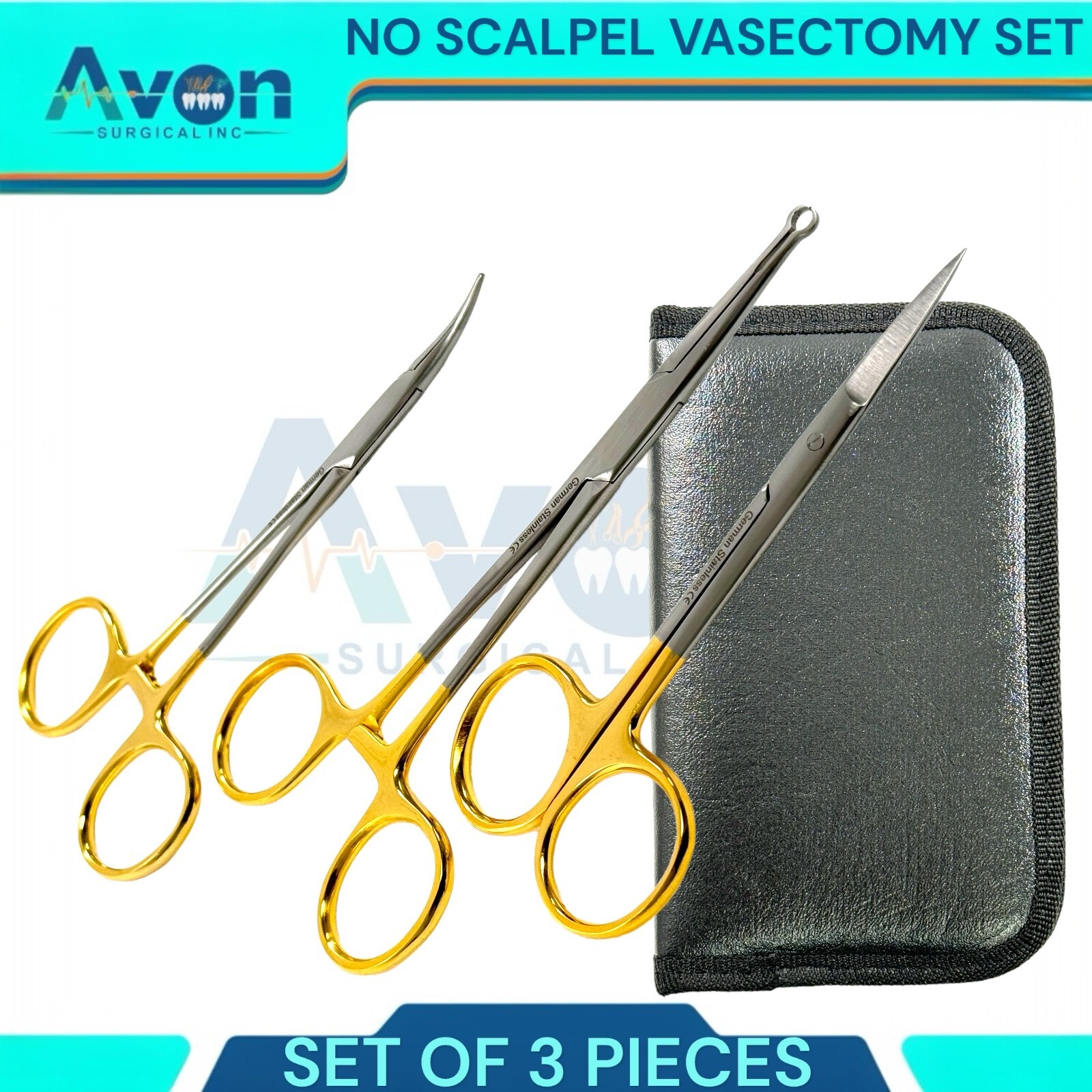 Set of 3pcs No Scalpel Vasectomy Set -German Grade Premium Urology Tools w/ Case