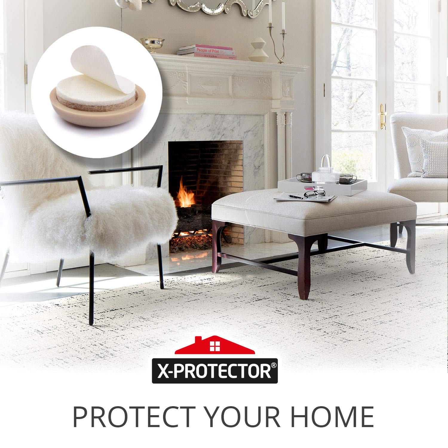 Chair Sliders X-PROTECTOR – 40 PCS 1″, Self-Adhesive, For Carpet, Beige