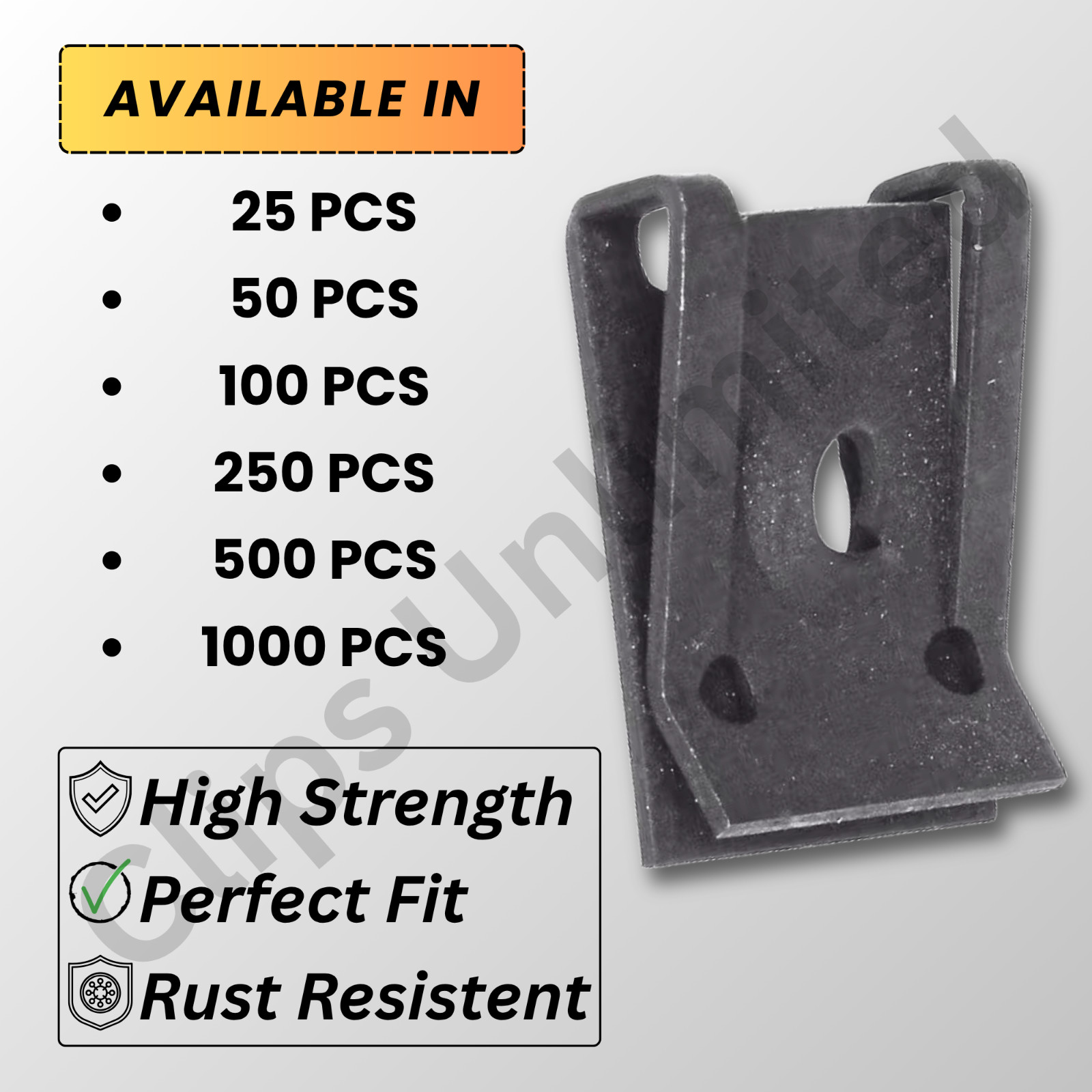 Spring Type U-Nut #10 Screw Size Phosphate Steel 9/16″ Edge, Auveco 15752 Bulk