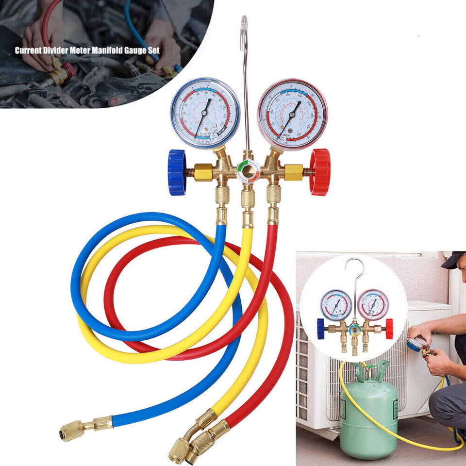 HVAC A/C Car Air Conditioning Refrigerant Recharge Measuring Hose Gas Gauge Kit