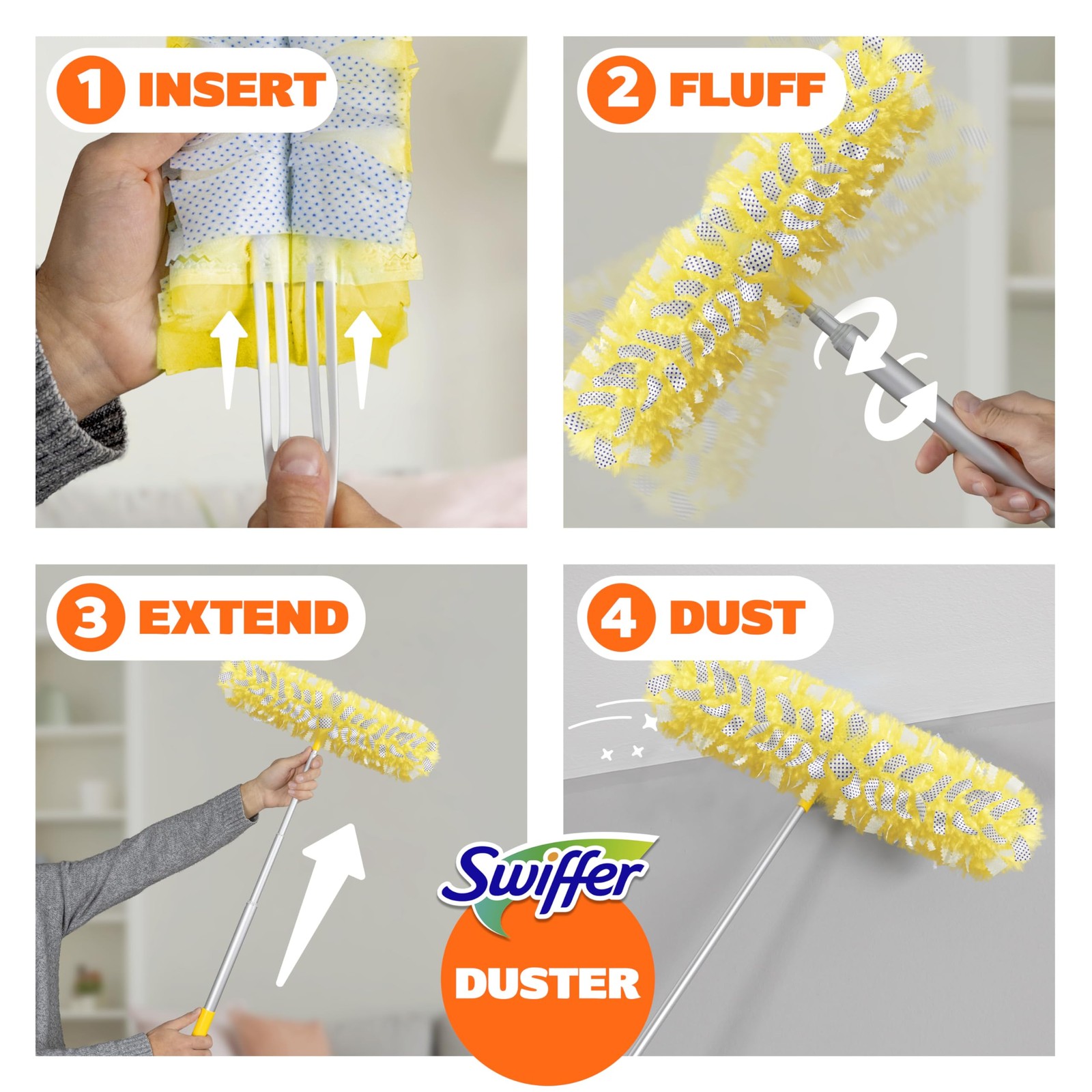 Swiffer Duster Kit with 6 ft Super Extendable Handle, Heavy Duty Multicolor