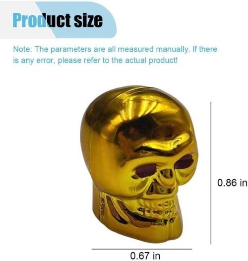 4PCS Skull Style Tire Valve Stem Caps, Antirust Copper Core Stem C Color: Gold