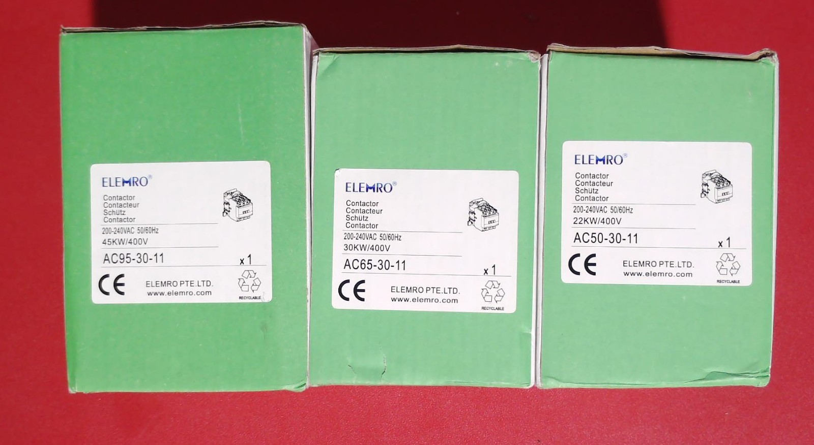 NEW AC50-30-11 *200-240V Contactor 50A 22KW/400V Elemro Schutz 3‑pole