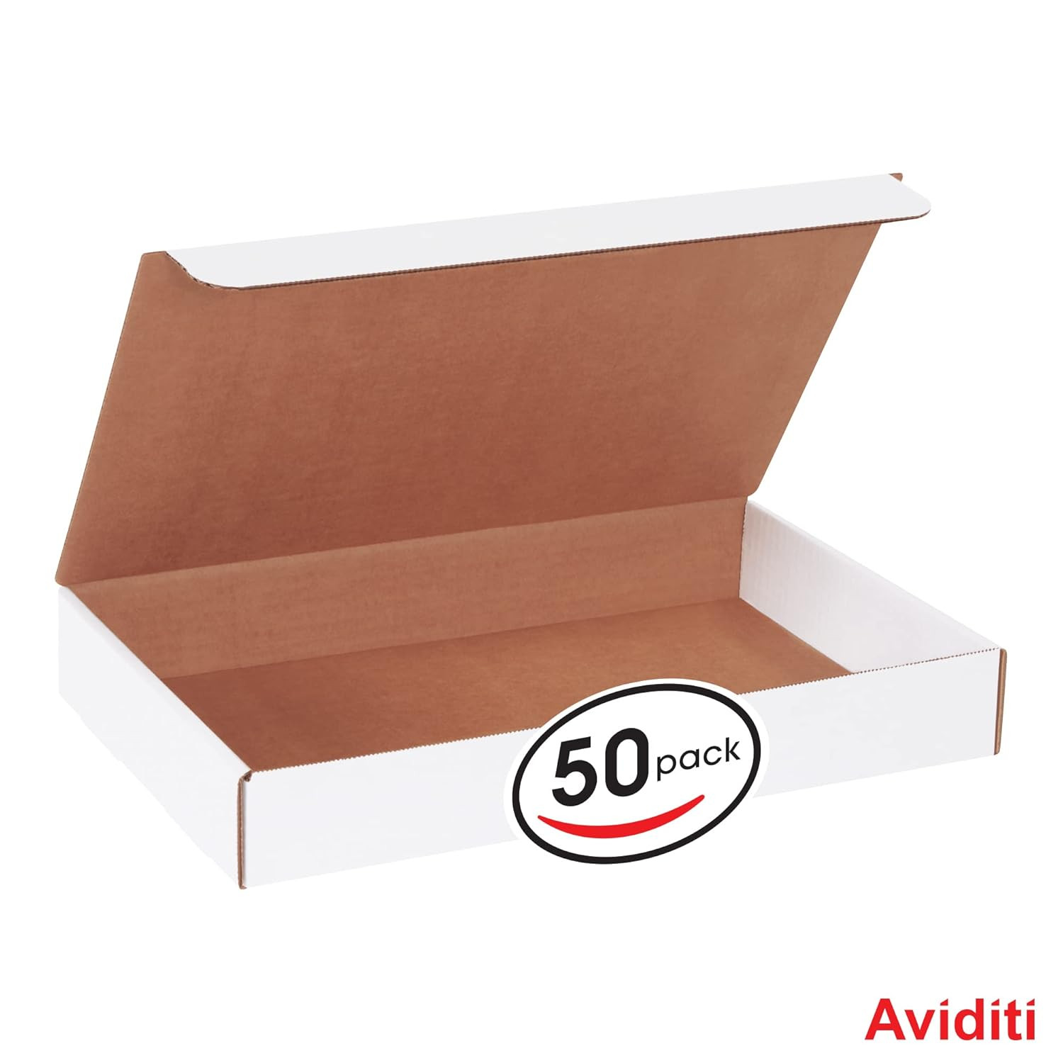 White Literature Mailing Boxes, 14 1/8 X 8 3/4 X 2 Inches, Pack of 50, Crush-Pro