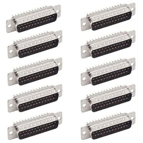 10 Pcs D-SUB 25-Pin DB25 Male Assembly Solder Type Plug Connector Cup Socket