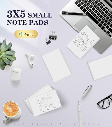 Note Pads 3×5 In, 8 Pack Blank Notepad, White Scratch Pads for Writing, 50 Sh…