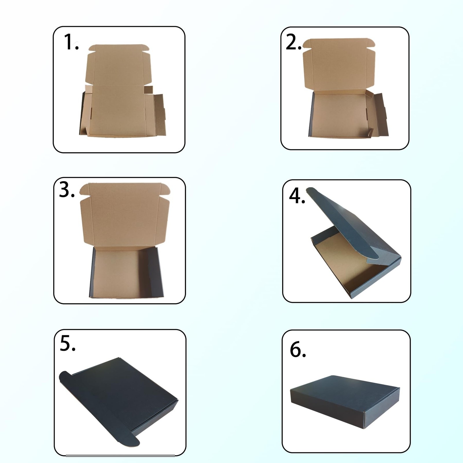 13x9x4 Black Shipping Boxes Set of 20, Corrugated Cardboard Mailers for Produ…