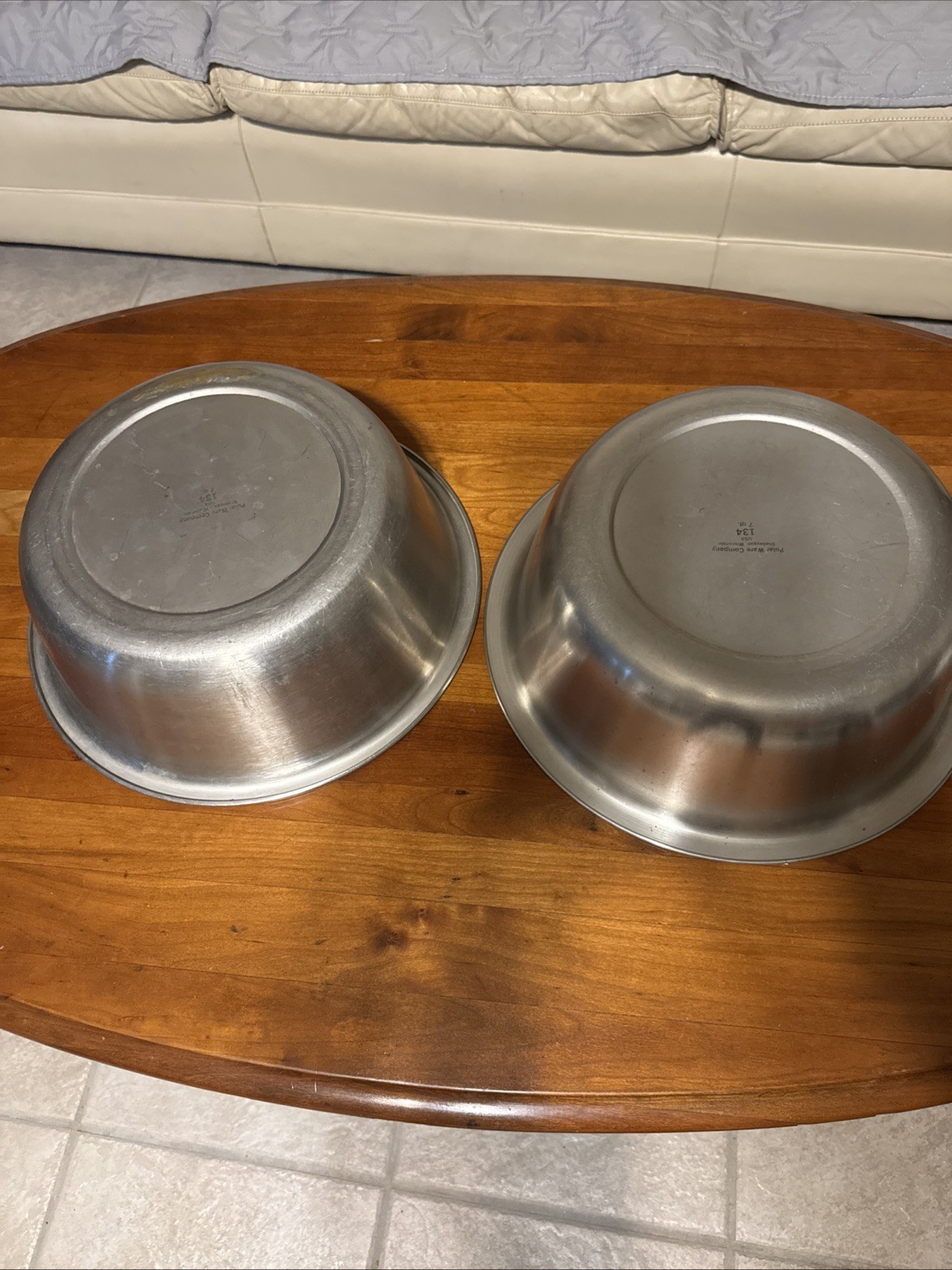 2 Surgical Bowls by Polar Ware Company 7 Qt Stainless Steel No. 134 Vintage USA