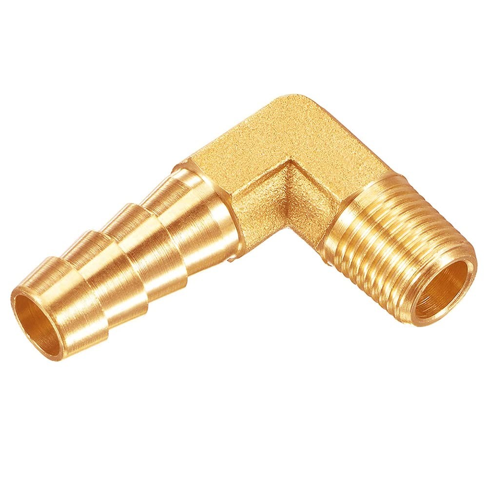 3PCS Brass 1/8″ NPT Male to 3/8″ Barb 90 Degrees Elbow Hose Barb Fittings Ada…