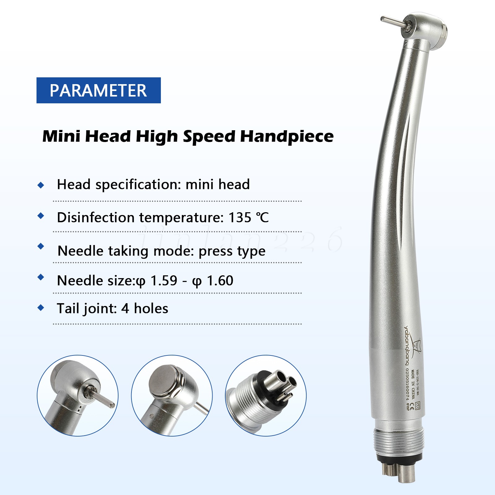 Yabangbang Dental Handpiece Small High Speed Turbine 4Hole NSK Style Mini Head