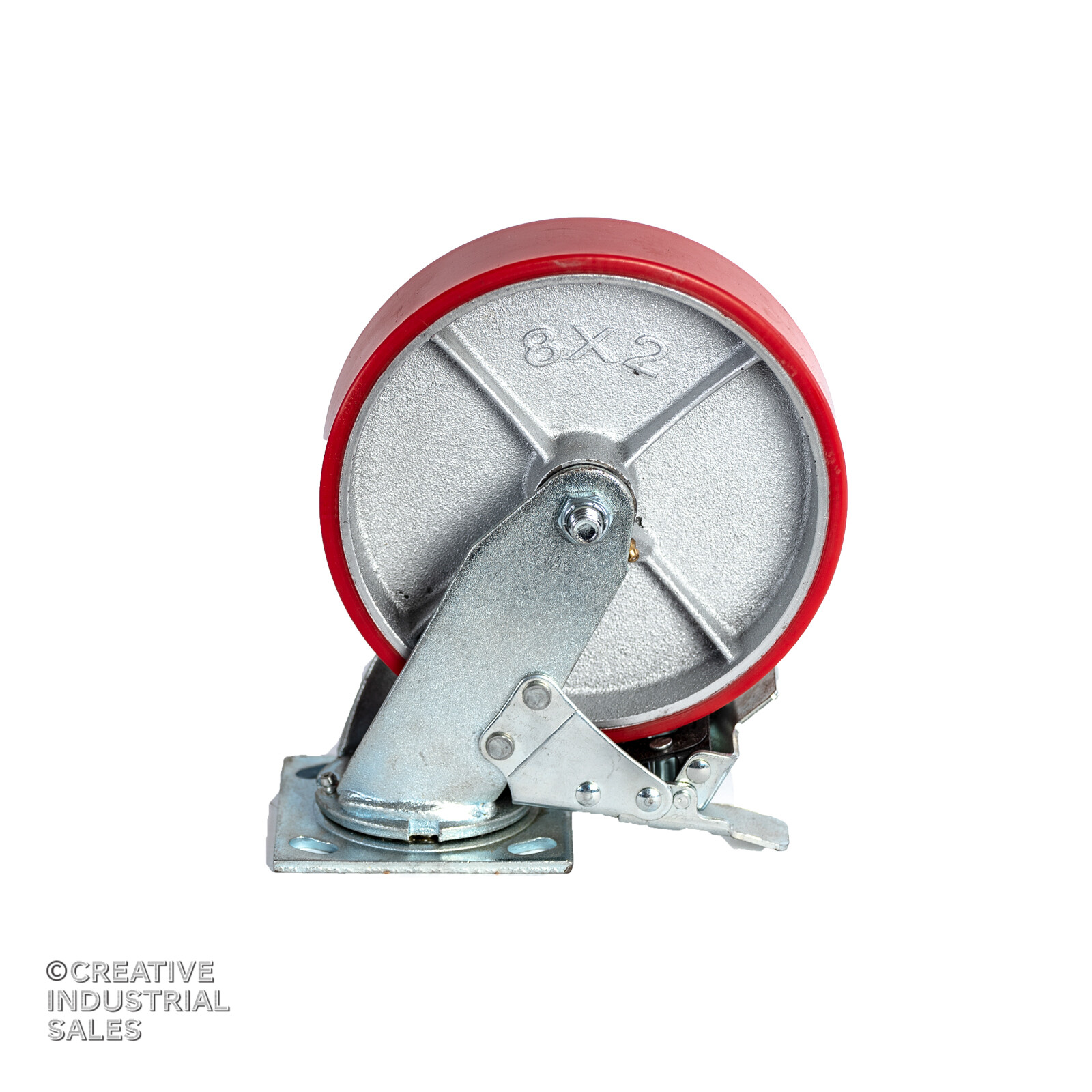 8″ x 2″ Swivel Caster Polyurethane Wheel w/Brake (2) Rigid (2)1250lb ea ToolBox