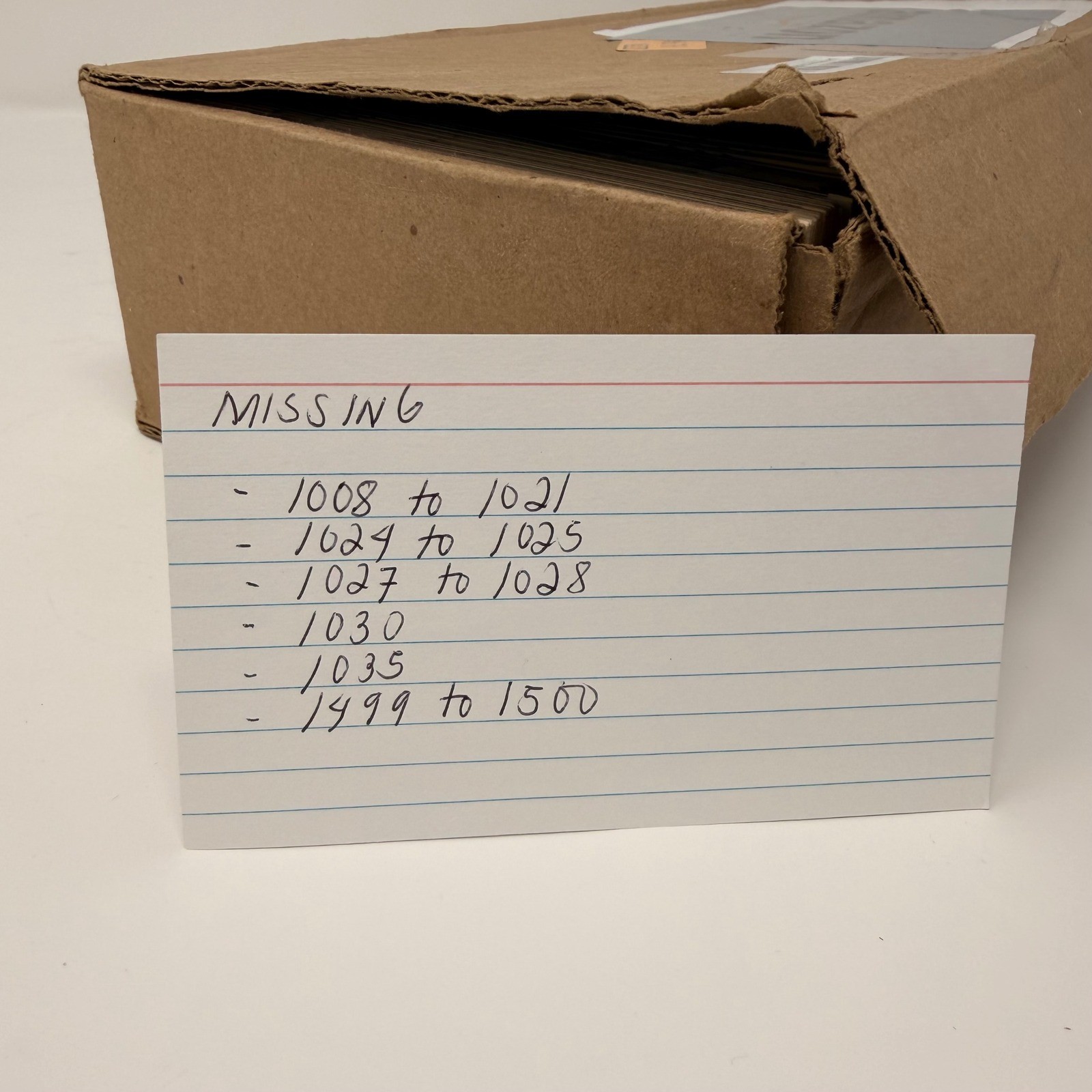 Inventory Tags – 6¼» x 3⅛» – 2‑Part, #1000–1499 (Partial Box)
