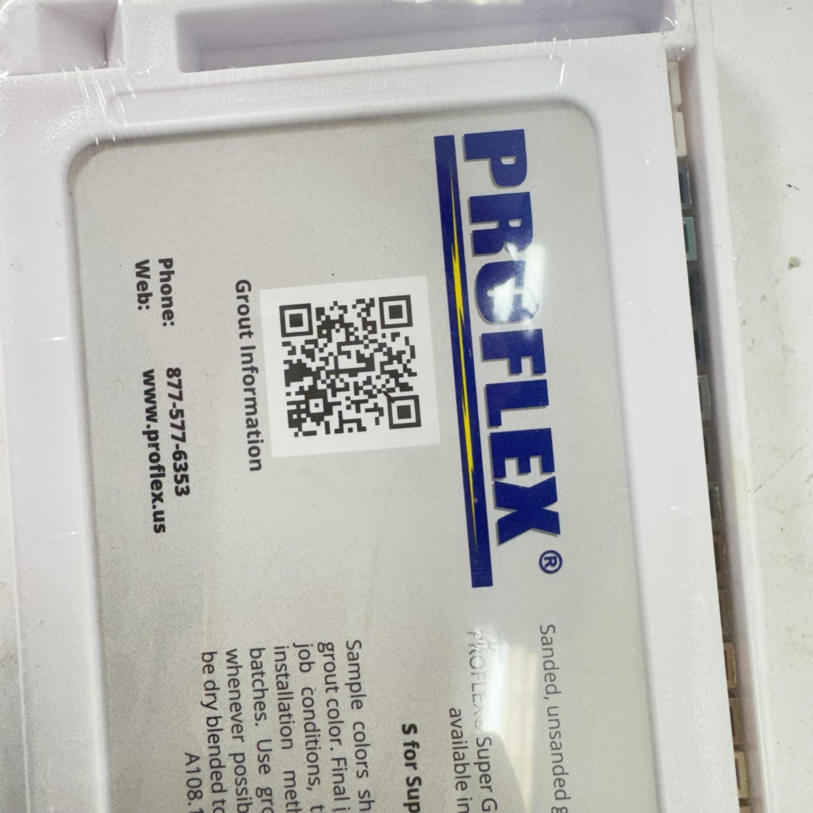 PROFLEX Grout Color Sample Kit Tile Selector Board Sanded Unsanded Caulk Epoxy