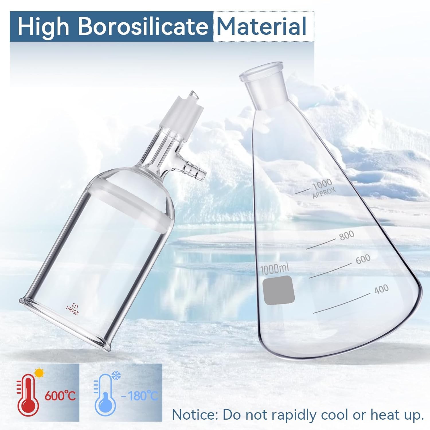 180W 50L/Min Lab Vacuum Pump 1000mL Lab Vacuum Filtration 250ml Filtering Funnel