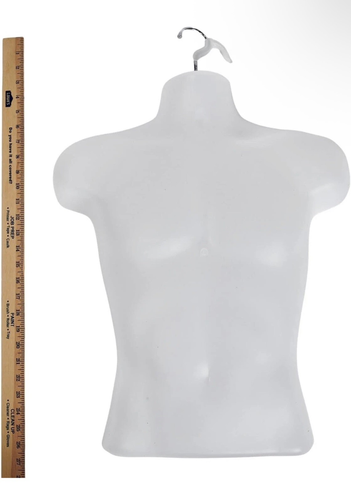 Molded Man’s Shirt Torso Form Fits S-L Hanging Male Mannequin Opaque Frosted