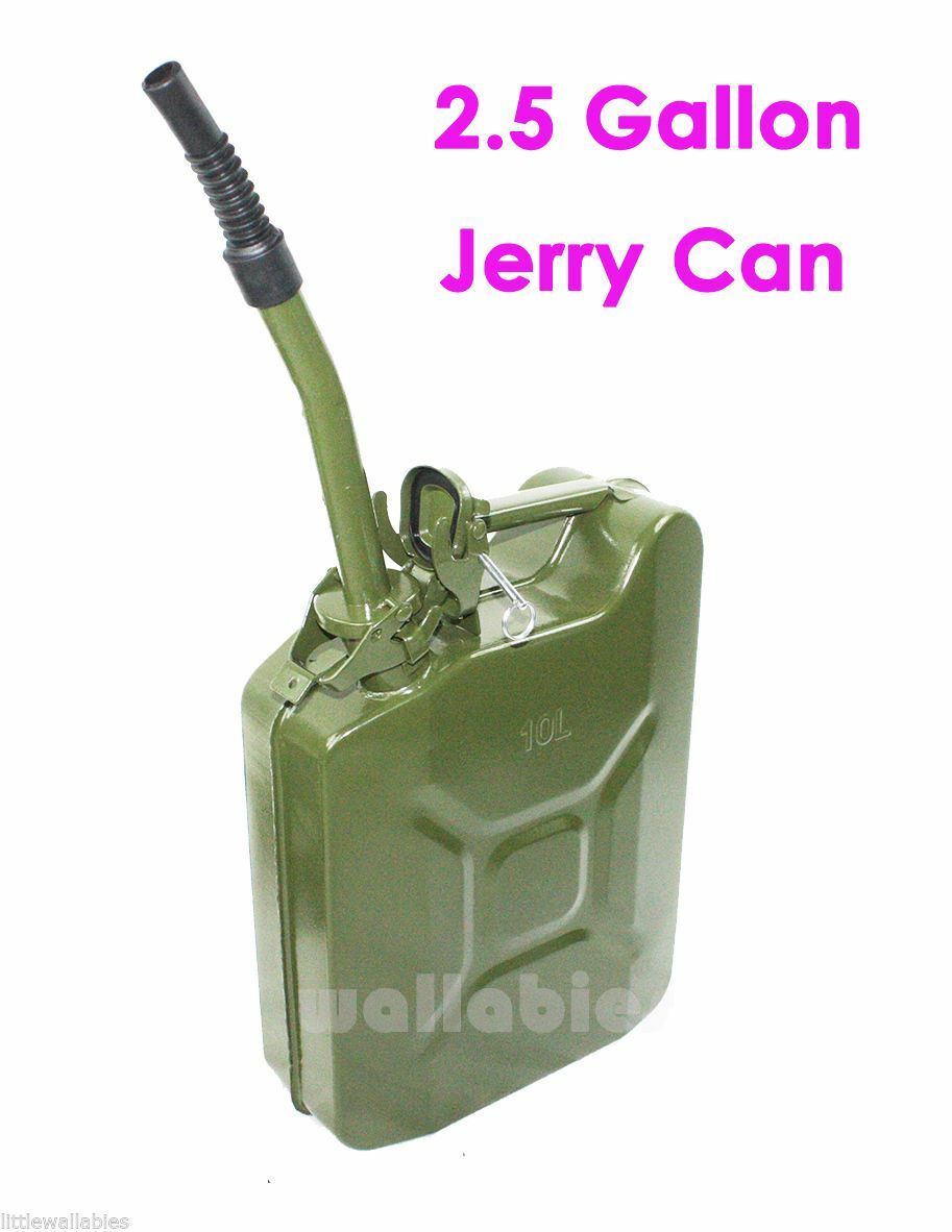 Lot(4) 2.5 Gallon 10L Jerry Can Gas Steel Tank Green Military NATO Style
