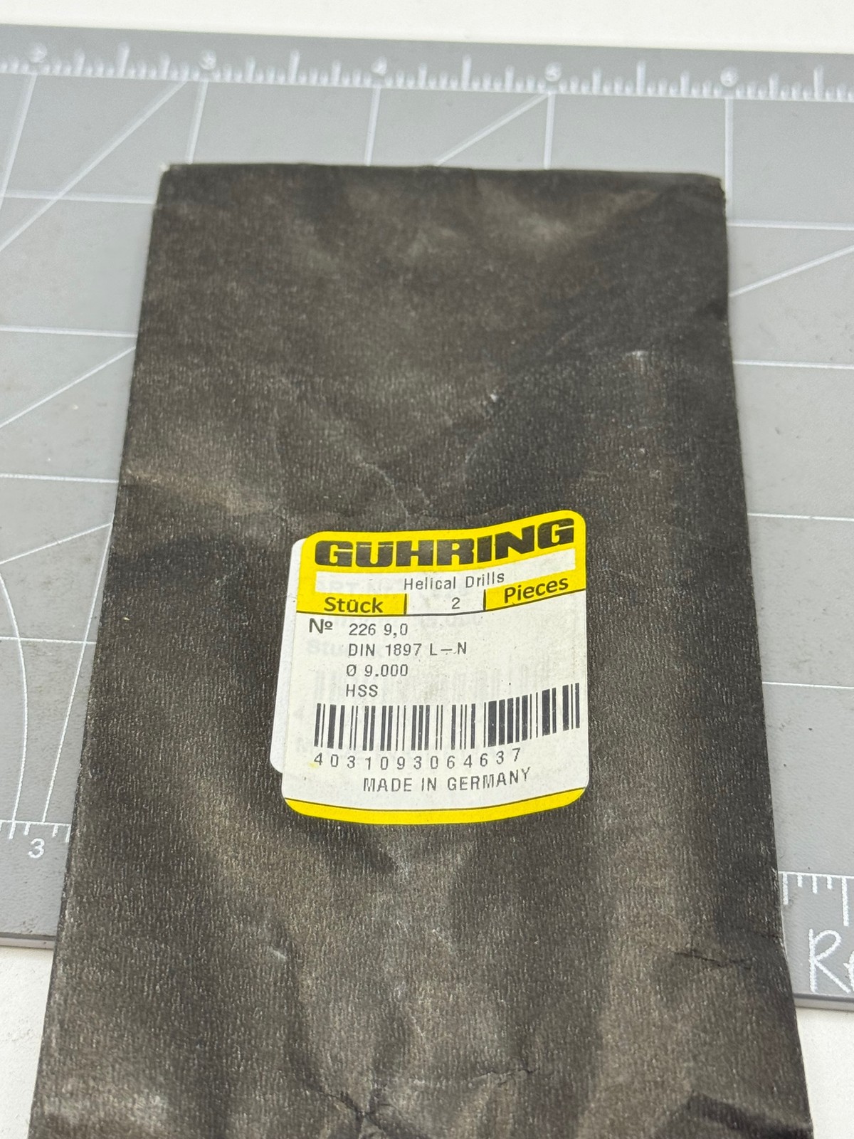 GUHRING Helical Drills HSS 9.0mm DIN 1897 Drill Bits Made in Germany-2PK