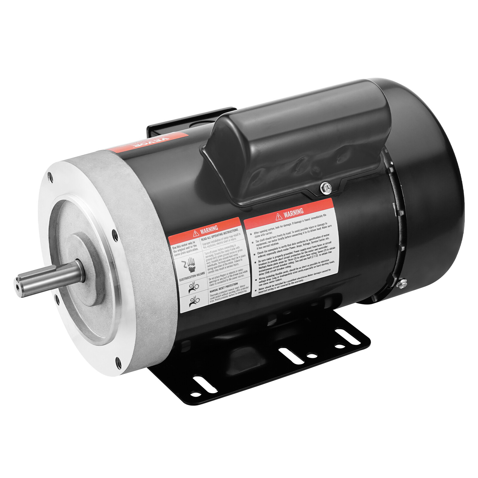 VEVOR 1HP Electric Motor 1725RPM 56C Frame 1-Phase 5/8″ Keyed Shaft 115V/230V