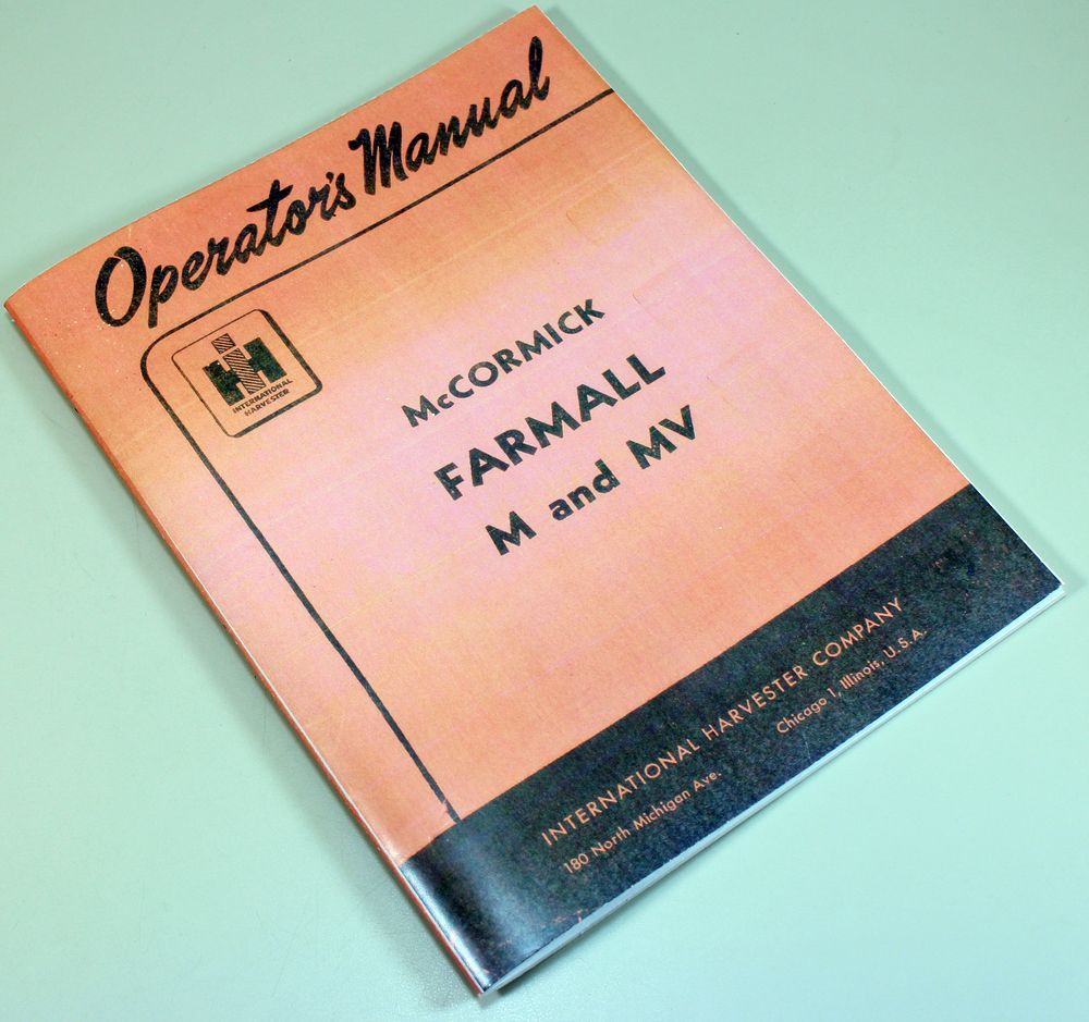 International Farmall M Mv Tractor Owners Operators Manual Ihc Printed Ih Carb