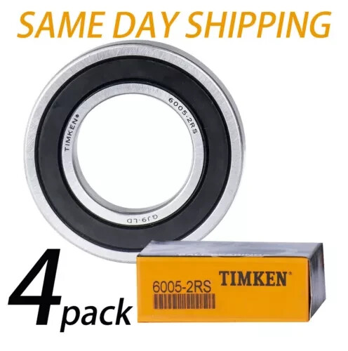 4PACK 6005-2RS TIMKEN Brand 25X47X12MM Double Rubber Seal Ball Bearings 6005RS