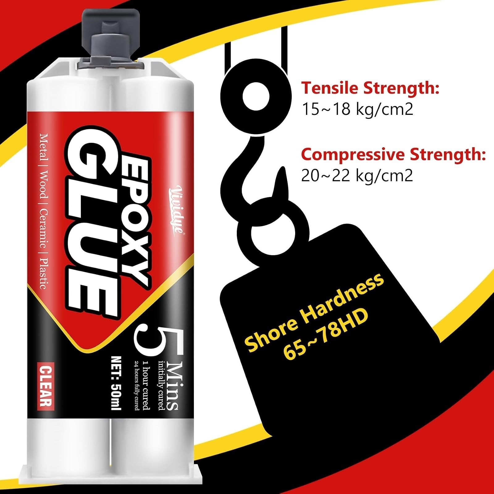 5 Minute Epoxy Glue, Fast Curing 3.4oz Adhesive for Metal, Plastic, Glass