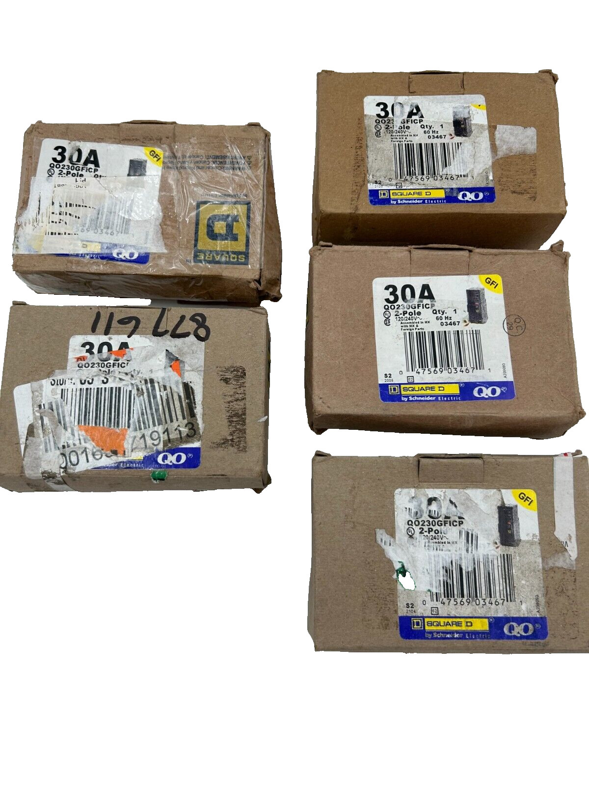 Square D QO230GFICP Ground Fault Circuit Breaker, 30A, 2P, 120/240V