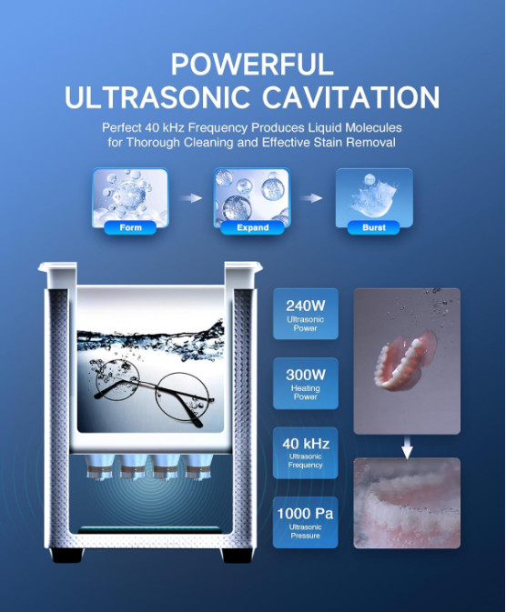 Limpiador Ultrasónico Digital 10L con Calentador y Temporizador de Acero Inoxida