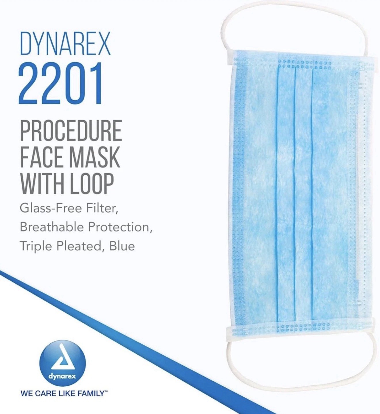 Dynarex 2201 Surgical Procedure Face Mask with Ear Loops – 2 Box (50 Count Each)