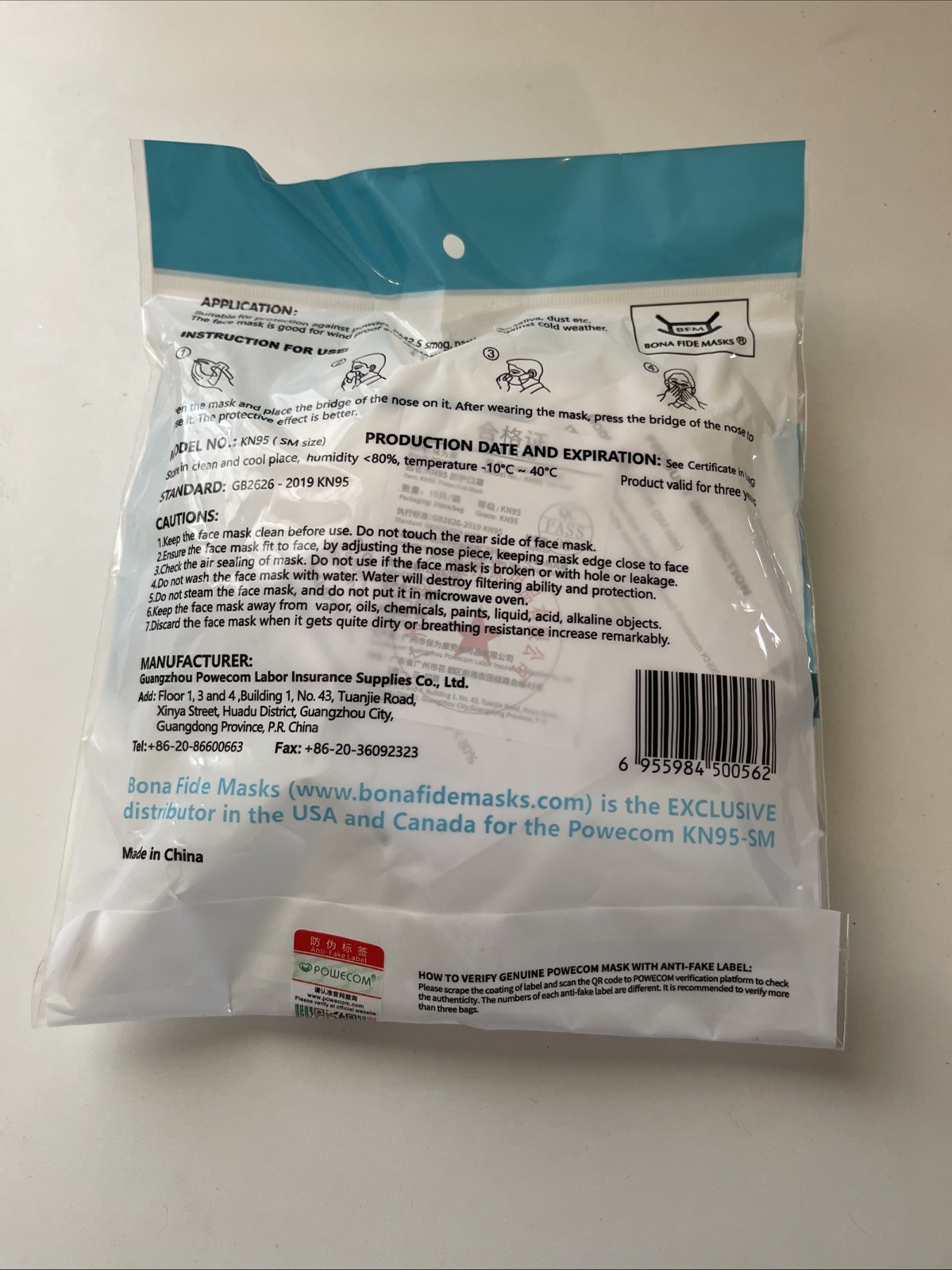 10 Pack POWECOM KN95 SM Small Children Kids Face Mask GB2626-2019 White n95