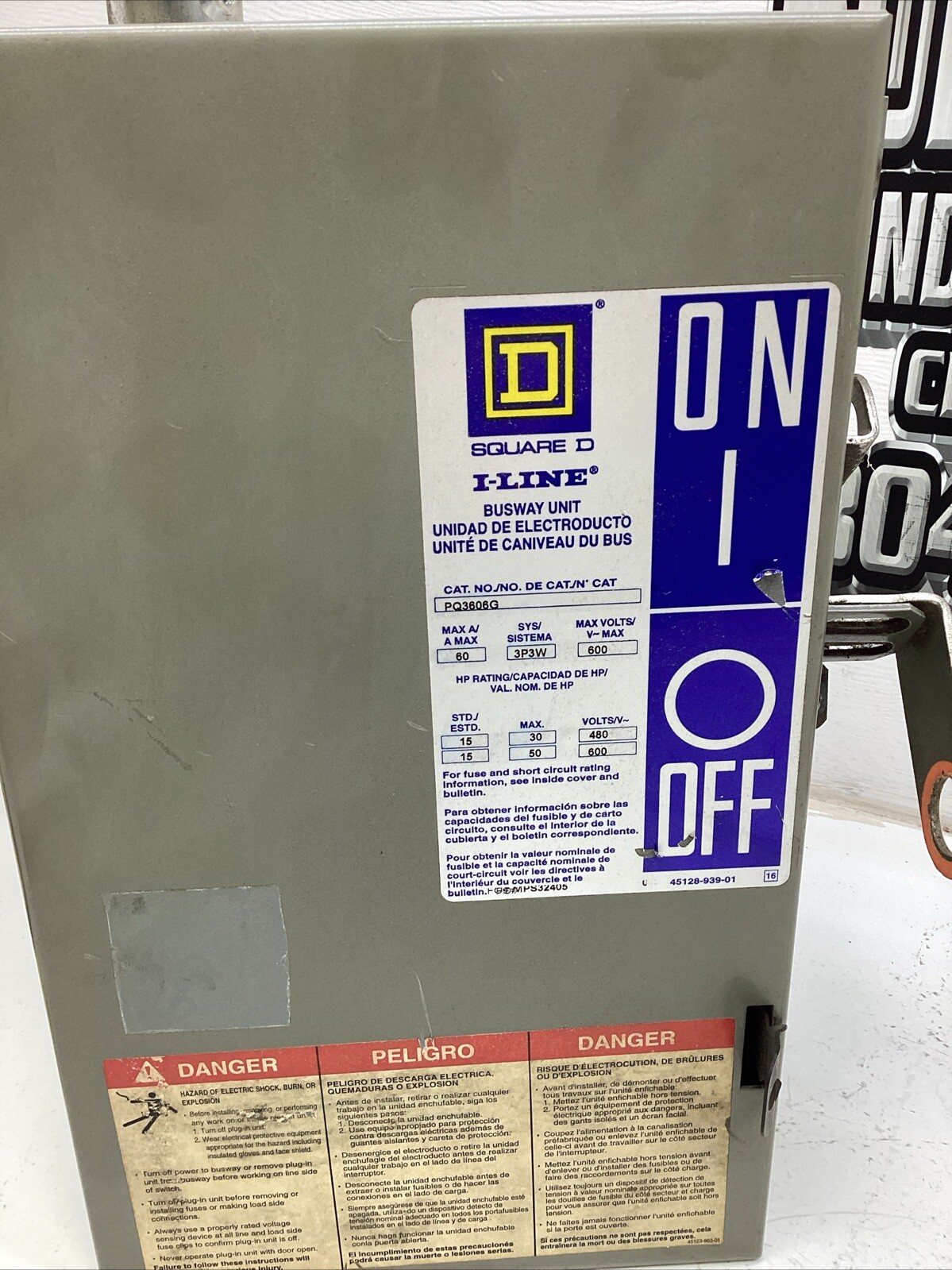 Square D I-Line Busway Unit *PQ3603G* 60 Amp 600volts