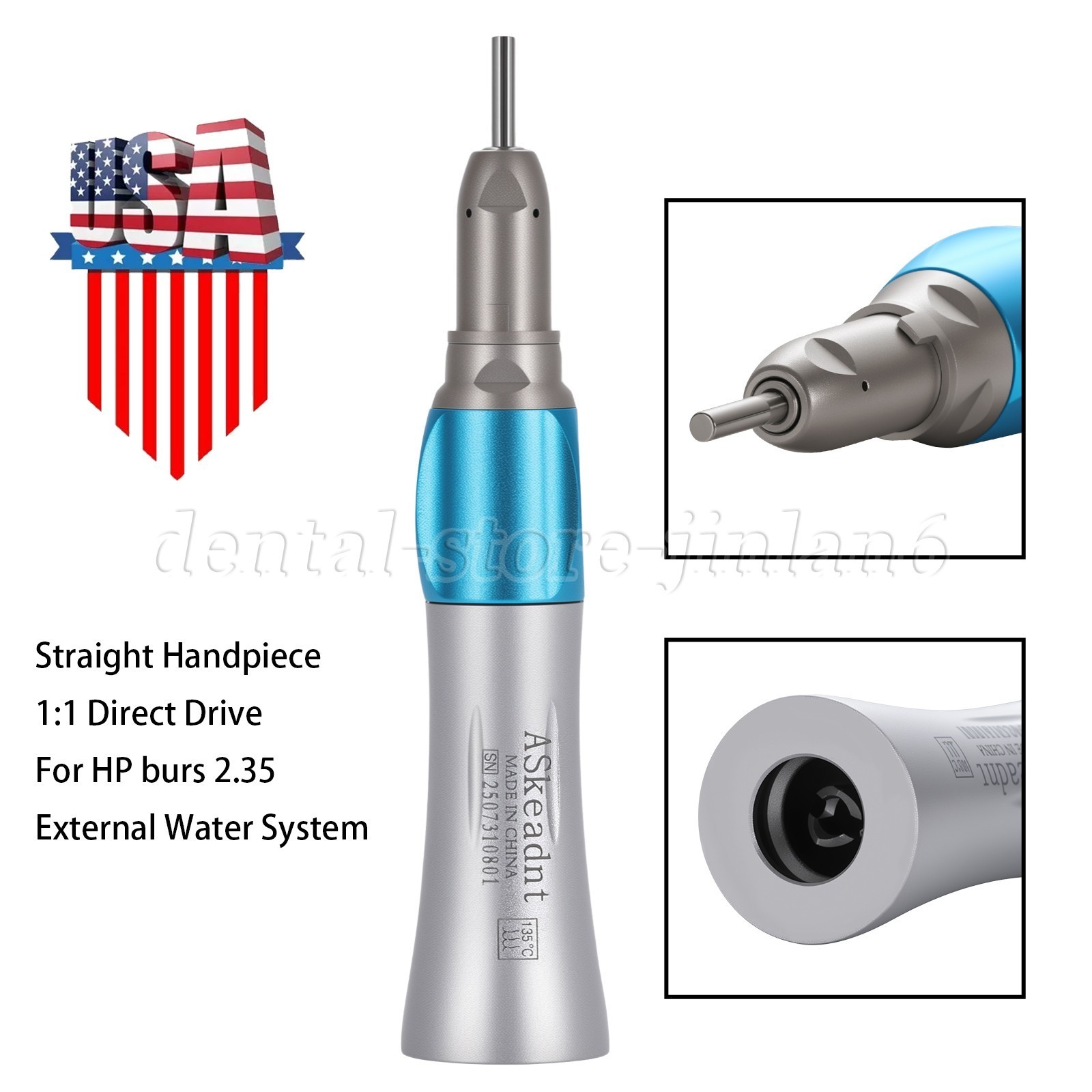 NSK Style Dental Slow Low Speed Straight Handpiece Nose Cone E-type Air Motor US
