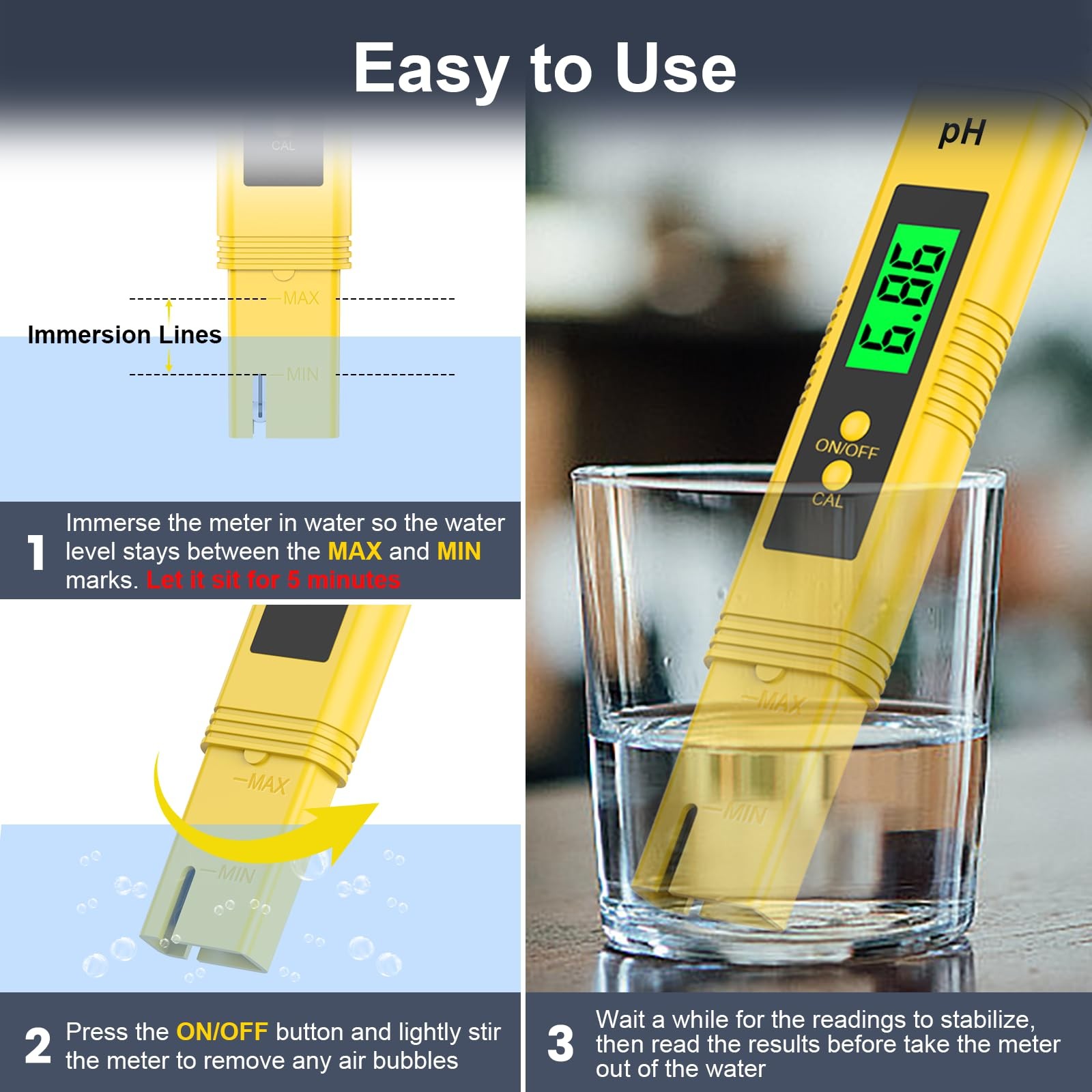 2025 All-New pH Meter for Water – High Accuracy Digital Yellow, Yellow