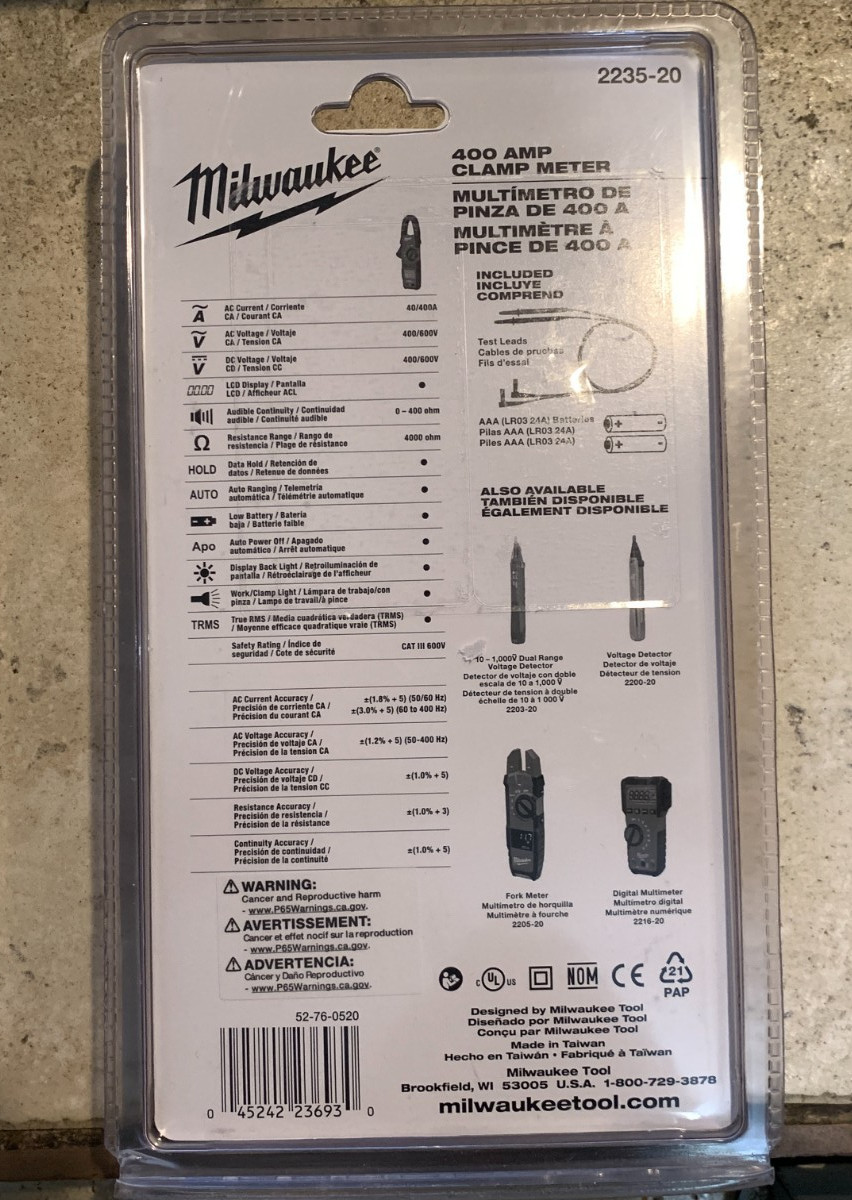 Milwaukee 223520 400 Amp Clamp Meter