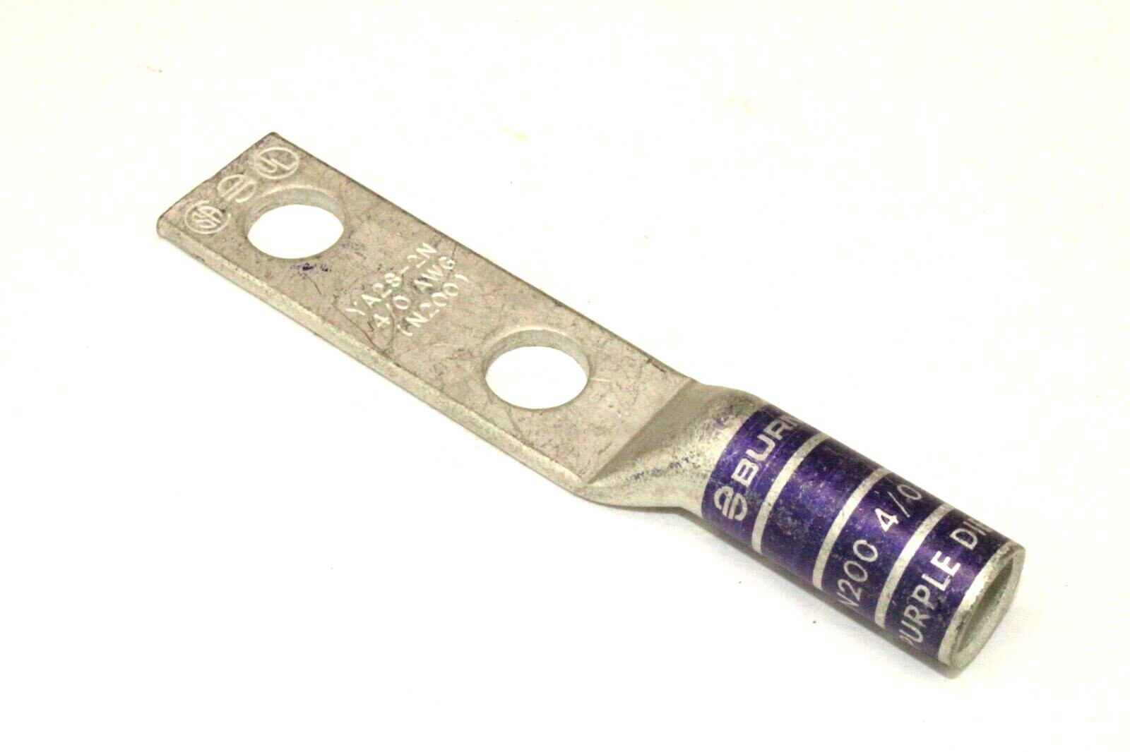 Burndy YA282N, Purple Die 15, N200 2-Hole 1/2″ 4/0 AWG Cooper Compression Lug