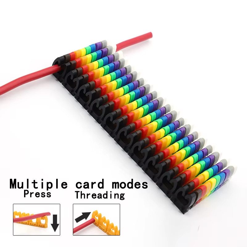 150/100Pcs Cable Markers Colourful C-Type Marker Number Tag Label for 2-3Mm Wire
