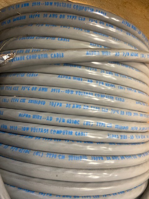 Alpha 6210C Cable 24 awg Stranded 10 Pair Shielded – $3 Per Foot